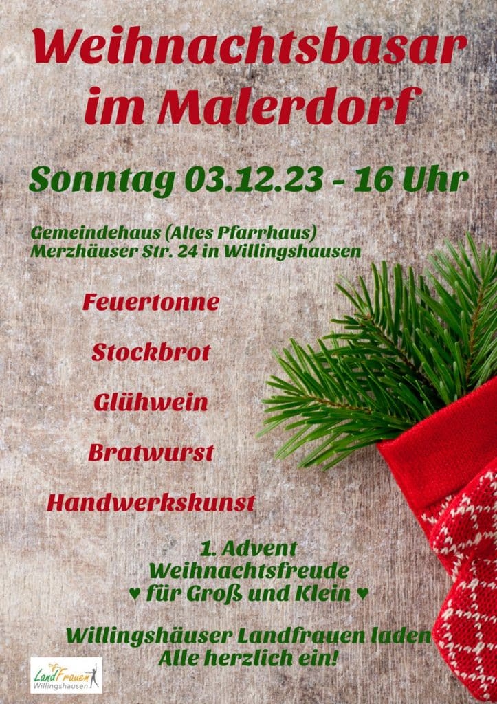 Einladung zum Weihnachtsbasar der LandFrauen Willingshausen 2023