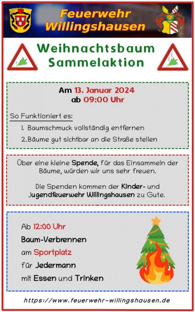 2024, Weihnachtsbaum Sammelaktion der Freiwilligen Feuerwehr Willingshausen im Dorf