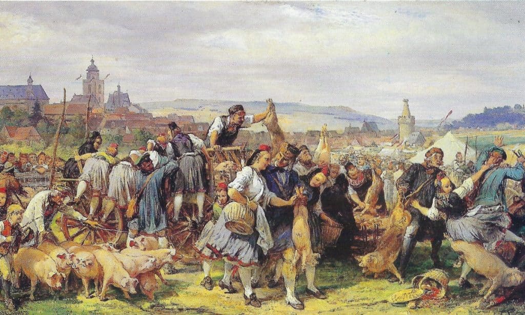 "Ferkelmarkt bei Alsfeld" von Heinrich Hasselhorst