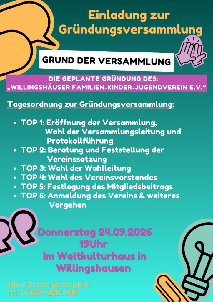 Gründungsversammlung "Willingshäuser Familien-Kinder-Jugendverein e.V." Willingshausen